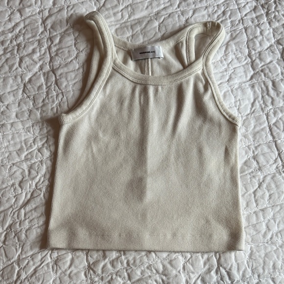 White Ribbed Tank Top - Picture 1 of 3